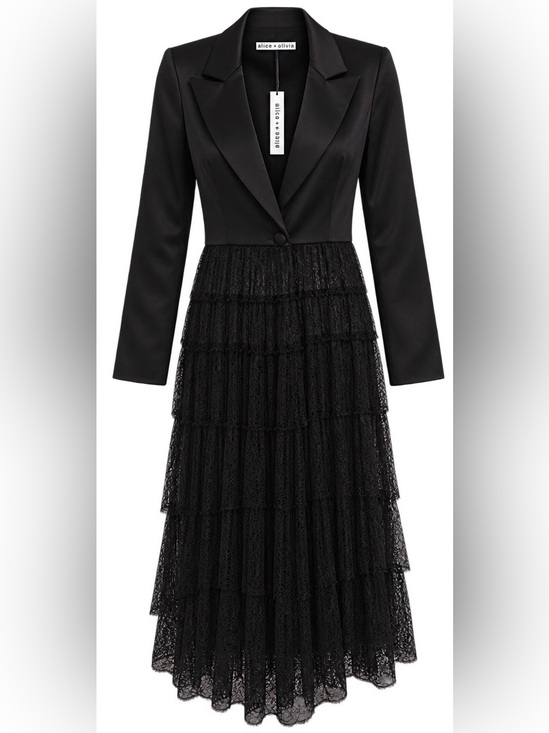 Alice + Olivia Jackets & Blazers - NWT Alice + Olivia Everly Drama Lace Maxi Blazer Black M $795